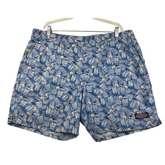 Vineyard Vines Men's 7-Inch Chappy Unlined Swim Trunks beverage lemon Print Sz L - Picture 1 of 9